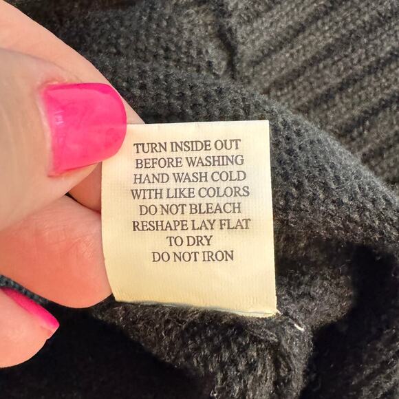 Notations Women's sz Large Sweater Knit Dress Black w/Gray Trim Midi Boat Neck - Picture 5 of 8